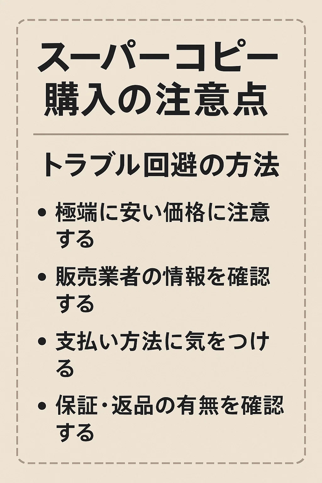 スーパーコピー購入の注意点｜トラブル回避のための完全ガイド