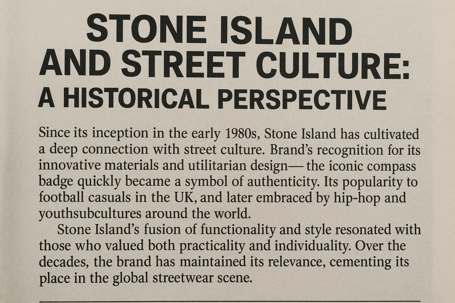 ストーンアイランドとストリートカルチャーの深層史|テクニカルウェアが「文化の記号」になるまで 3 ストーンアイランドとストリートカルチャーの深層史|テクニカルウェアが「文化の記号」になるまで