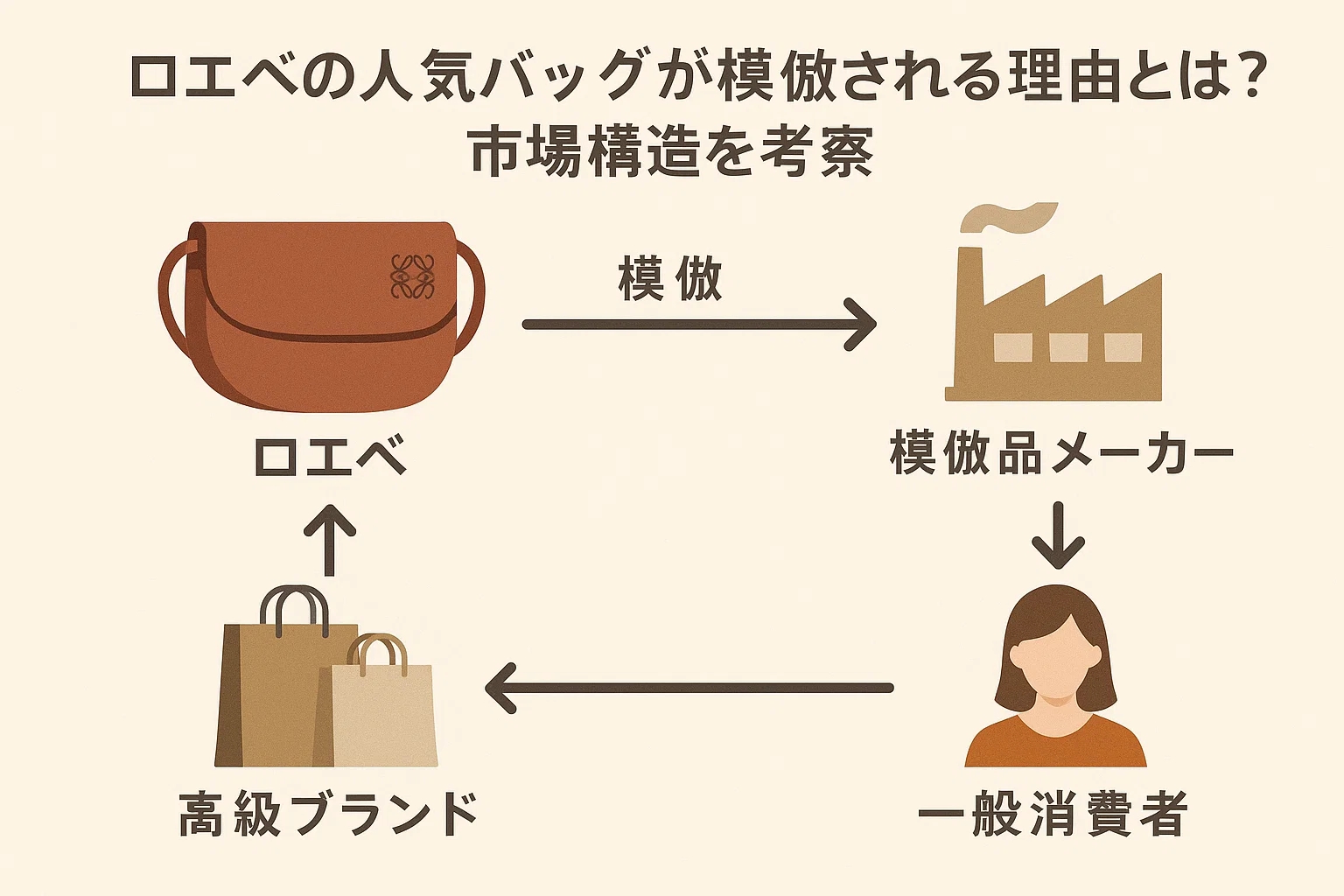ロエベの人気バッグが模倣される根本理由:需要と供給から見る「模倣品市場」の複雑な生態系 2 ロエベの人気バッグが模倣される根本理由:需要と供給から見る「模倣品市場」の複雑な生態系