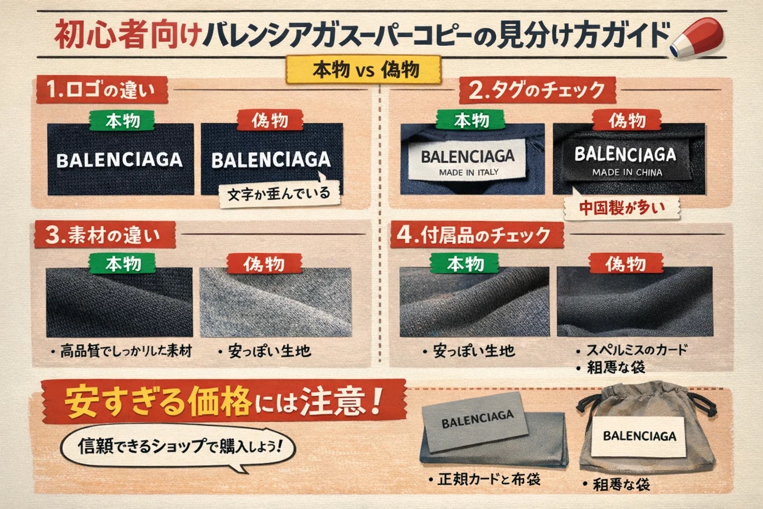 初心者向け完全ガイド：バレンシアガ スーパーコピーを見分ける7つのチェックポイント