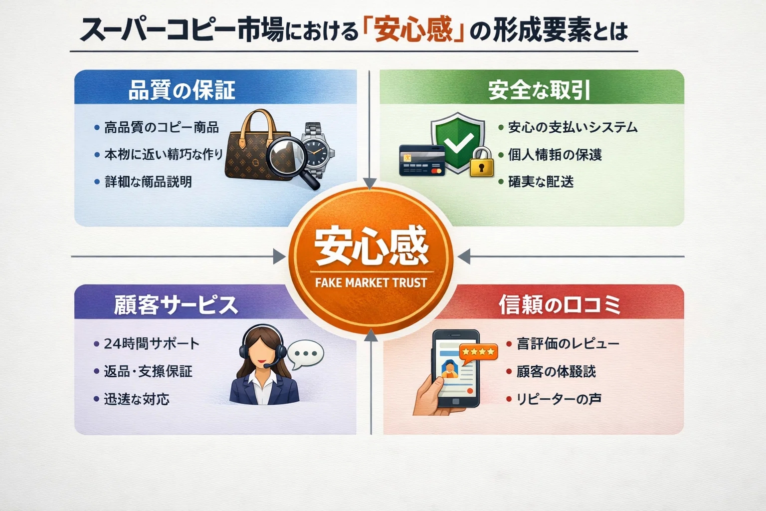 スーパーコピー市場の「安心感」を分析：信頼構築の心理と4つの要素 | コピー製品考察