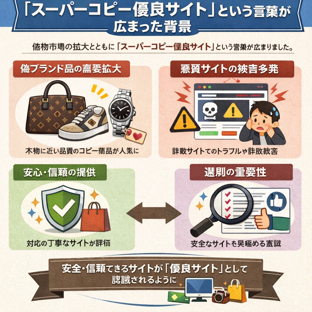 スーパーコピー優良サイトという言葉が広まった背景を徹底解説｜市場拡大と消費者心理の交差点
