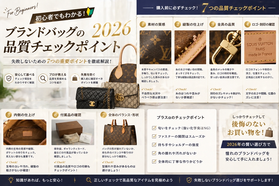  初心者でもわかる！ブランドバッグの品質チェックポイント2026｜失敗しない7つの重要項目を徹底解説