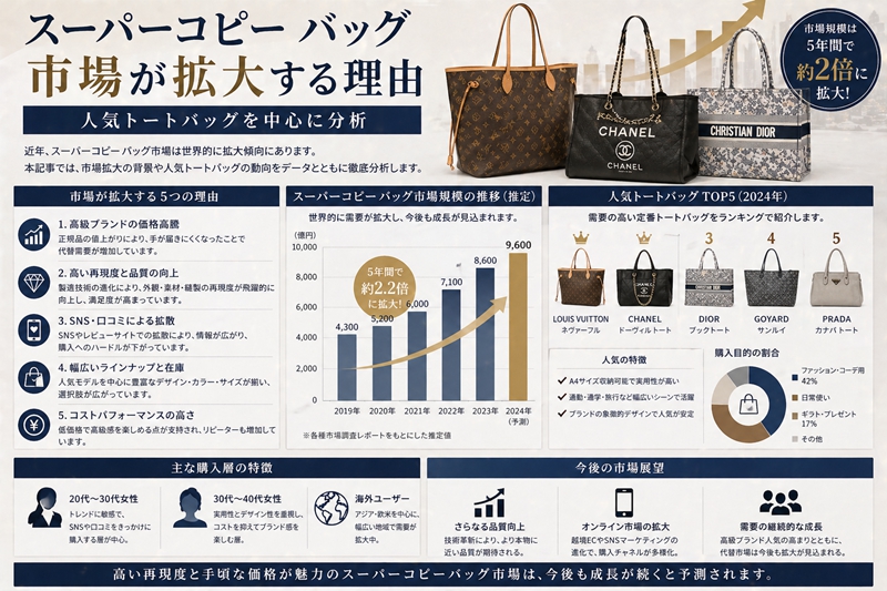 スーパーコピーバッグ市場が拡大する理由｜人気トートバッグを中心に分析